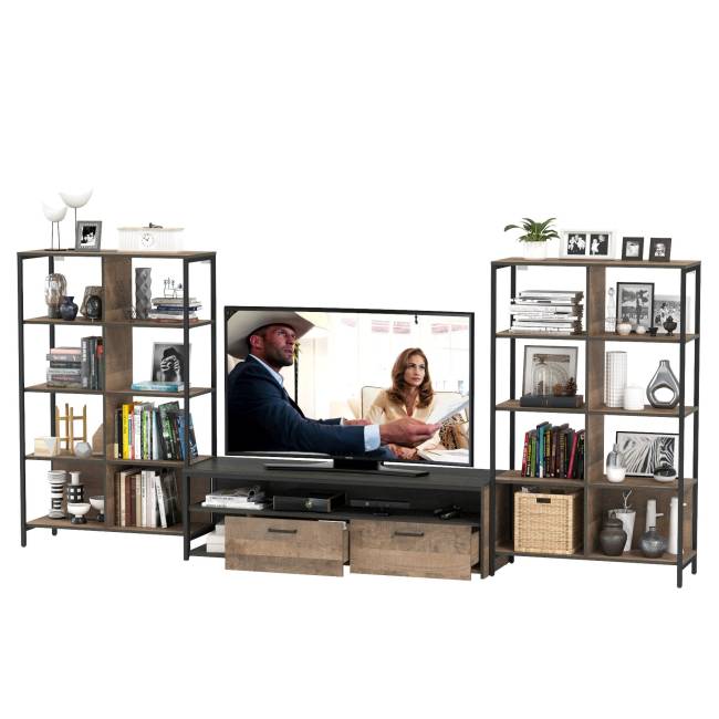 Два стеллажа 13.151.02 в гостиную Трувор и ТВ-тумба цвет дуб гранж песочный/интра