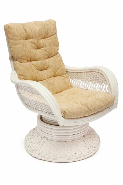 Кресло-качалка "ANDREA Relax Medium" /с подушкой/ 74х82х100 см, TCH White (белый), Ткань рубчик, цвет кремовый TCH White (белый)