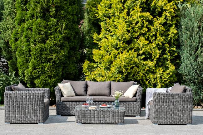 "Капучино" лаунж-зона из искусственного ротанга, цвет графит