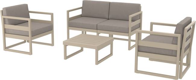 Комплект пластиковой мебели Mykonos бежевый, светло-коричневый