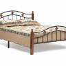 Кровать AT-126 дерево гевея/металл, 160*200 см (Queen bed), красный дуб/черный красный дуб/черный дерево гевея/металл