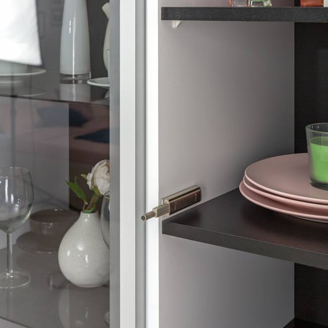 Шкаф с ящиком Сидней 13.202 цвет белый/чёрный/МДФ белый глянец