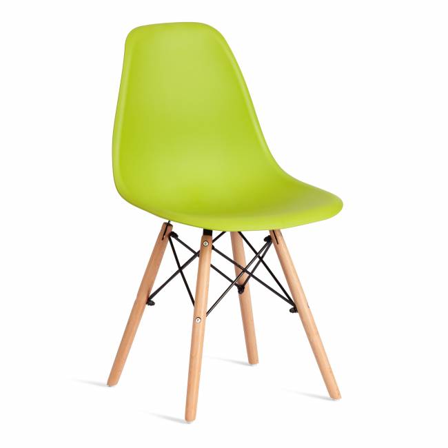 Стул CINDY (EAMES) (mod. 1801) дерево бук/металл/сиденье пластик, 45x51x82 см, Olive (оливковый)  (Комплект из 4 шт.) Olive (оливковый) дерево бук/металл/сиденье пластик