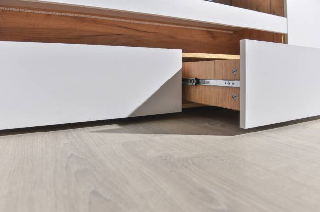 Стенка для гостиной Альба № 1 цвет дуб крафт золотой/белый премиум