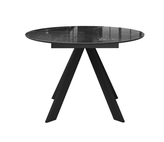 Стол DikLine SFC110 d1100 стекло Оптивайт Черный мрамор/подстолье черное/опоры черные Стол DikLine SFC110 d1100 стекло Оптивайт Черный мрамор/подстолье черное/опоры черные