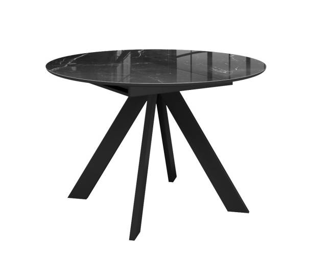 Стол DikLine SFC110 d1100 стекло Оптивайт Черный мрамор/подстолье черное/опоры черные Стол DikLine SFC110 d1100 стекло Оптивайт Черный мрамор/подстолье черное/опоры черные