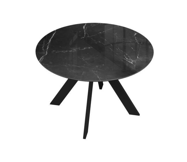 Стол DikLine SFC110 d1100 стекло Оптивайт Черный мрамор/подстолье черное/опоры черные Стол DikLine SFC110 d1100 стекло Оптивайт Черный мрамор/подстолье черное/опоры черные