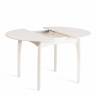 Стол DIAMANTE круглый бук, мдф, шпон дуба, 100 х 100+30 х 75 см, Ivory white