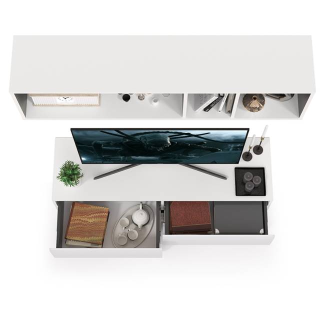 ТВ тумба Сидней с полкой цвет белый/чёрный/фасады МДФ белый глянец ТВ тумба Сидней с полкой цвет белый/чёрный/фасады МДФ белый глянец