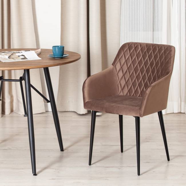 Кресло Бремо/Bremo (мод. 708) ткань/металл, 58х55х83см, коричневый бархат 12/черный (Комплект из 4 шт.) коричневый ткань/металл