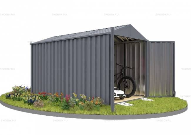 Хозблок SKOGGY секционный с двускатной крышей 4 х 2 м, брутальный серый
