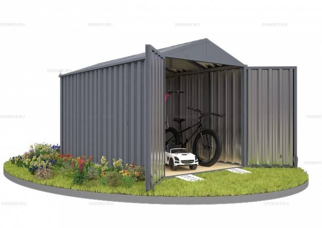 Хозблок SKOGGY секционный с двускатной крышей 4 х 2 м, брутальный серый