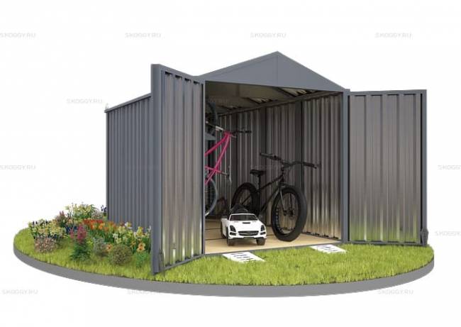 Хозблок SKOGGY секционный с двускатной крышей 4 х 2 м, брутальный серый