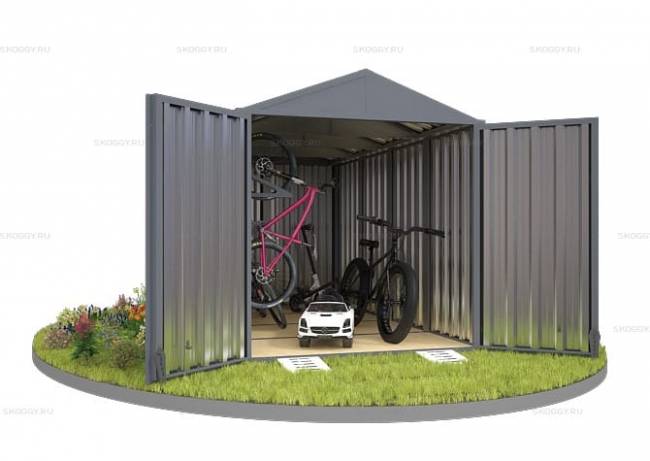 Хозблок SKOGGY секционный с двускатной крышей 4 х 2 м, брутальный серый