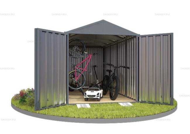 Хозблок SKOGGY секционный с двускатной крышей 4 х 2 м, брутальный серый
