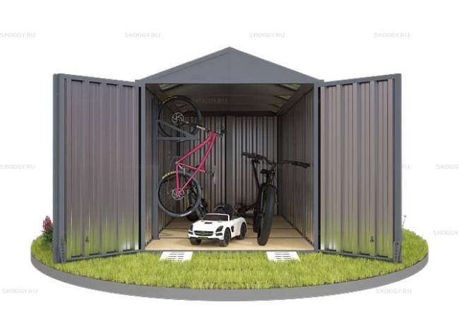 Хозблок SKOGGY секционный с двускатной крышей 4 х 2 м, брутальный серый