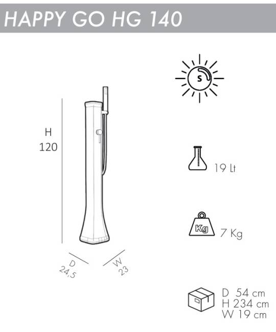 Душ солнечный для ног Happy Go HG 140 антрацит 245х230х1200 мм