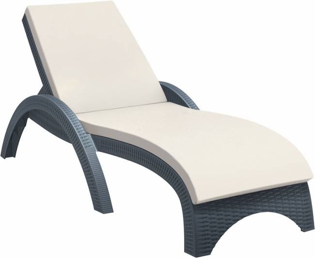 Шезлонг пластиковый с матрасом GS 1009 (Fiji) антрацит, слоновая кость 1870x730x340 мм