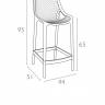 Стул пластиковый полубарный Air Bar 65 черный 440х510х950 мм